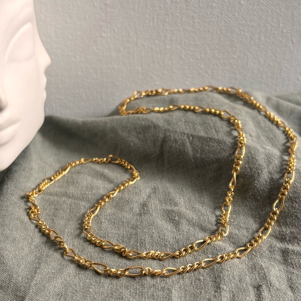 Gold Twisted Link Necklace & Bracelet Set - Women Jewelry
